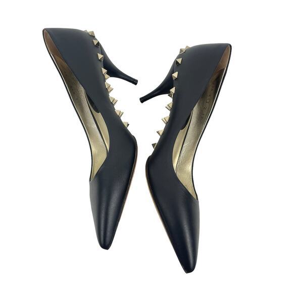 Valentino Garavani Jaw Rockstuds Pointed Toe Pumps Leather Black Size 37 - Picture 6 of 12